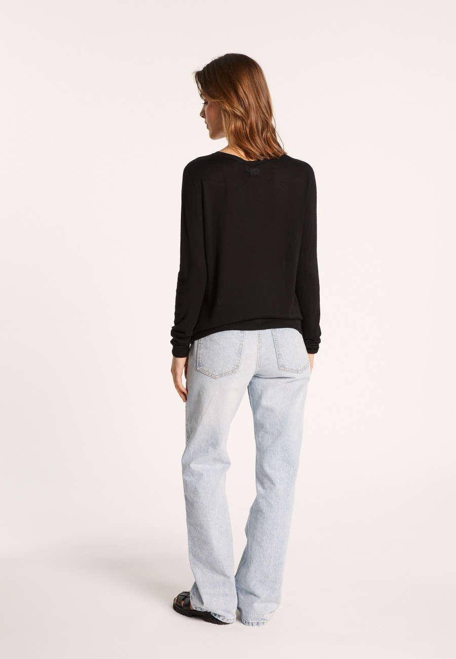 Suéter gola redonda em viscose e seda - Ninon