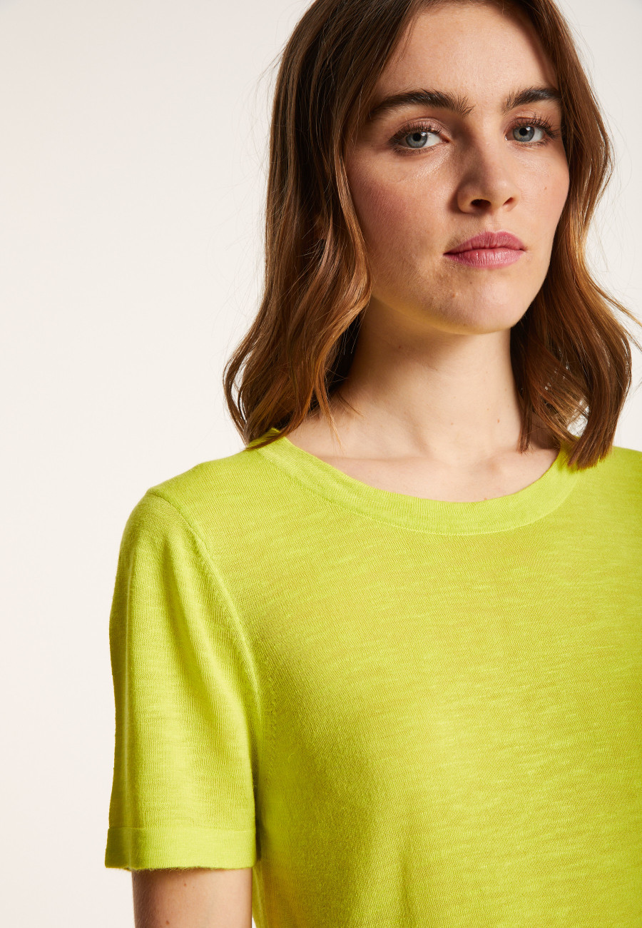 Camiseta de gola redonda de linho flamejado - Lucie