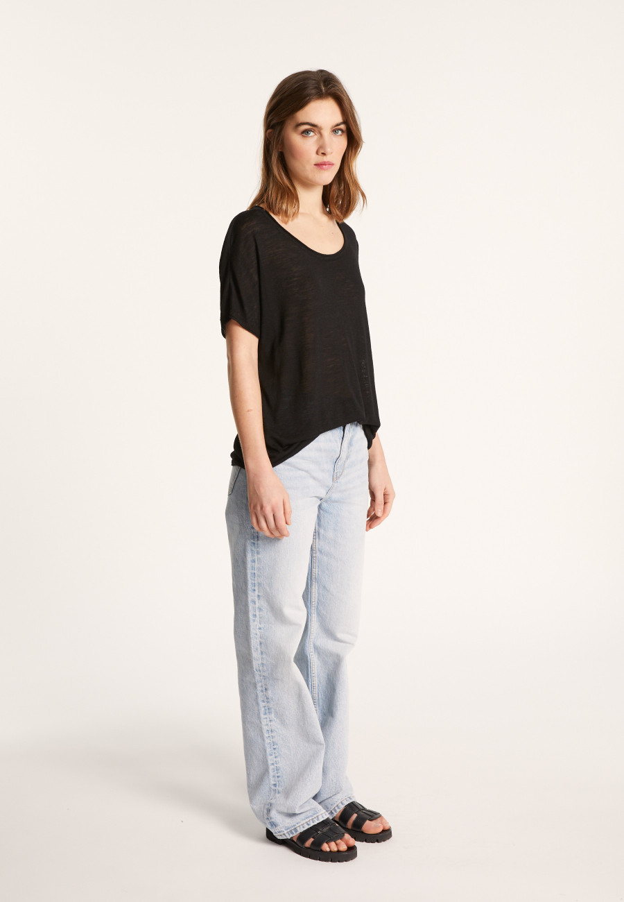 Round-neck slub linen T-shirt - Loli