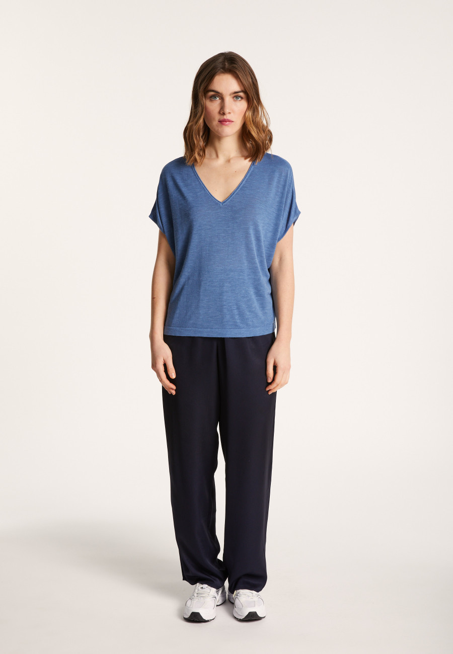 Camiseta col V en lin flammé - Larra