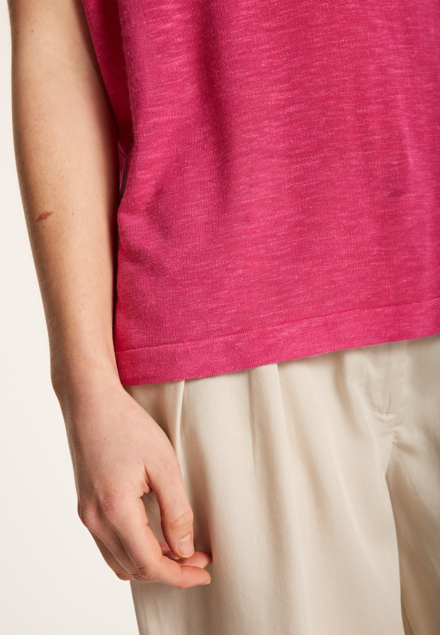 Flamed linen V-neck loose T-shirt - Marra