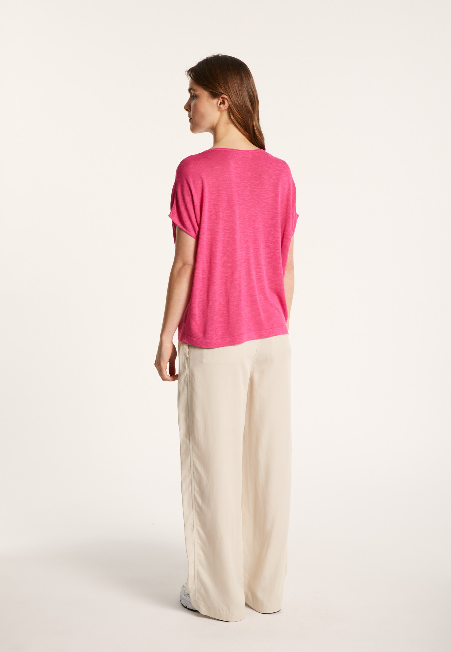 Flamed linen V-neck loose T-shirt - Marra