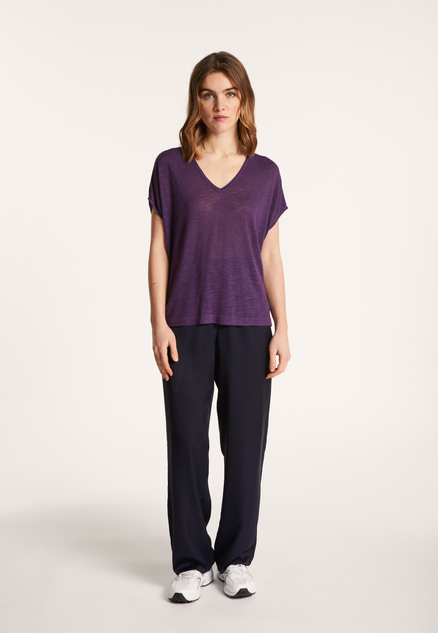 Camiseta col V en lin flammé - Larra