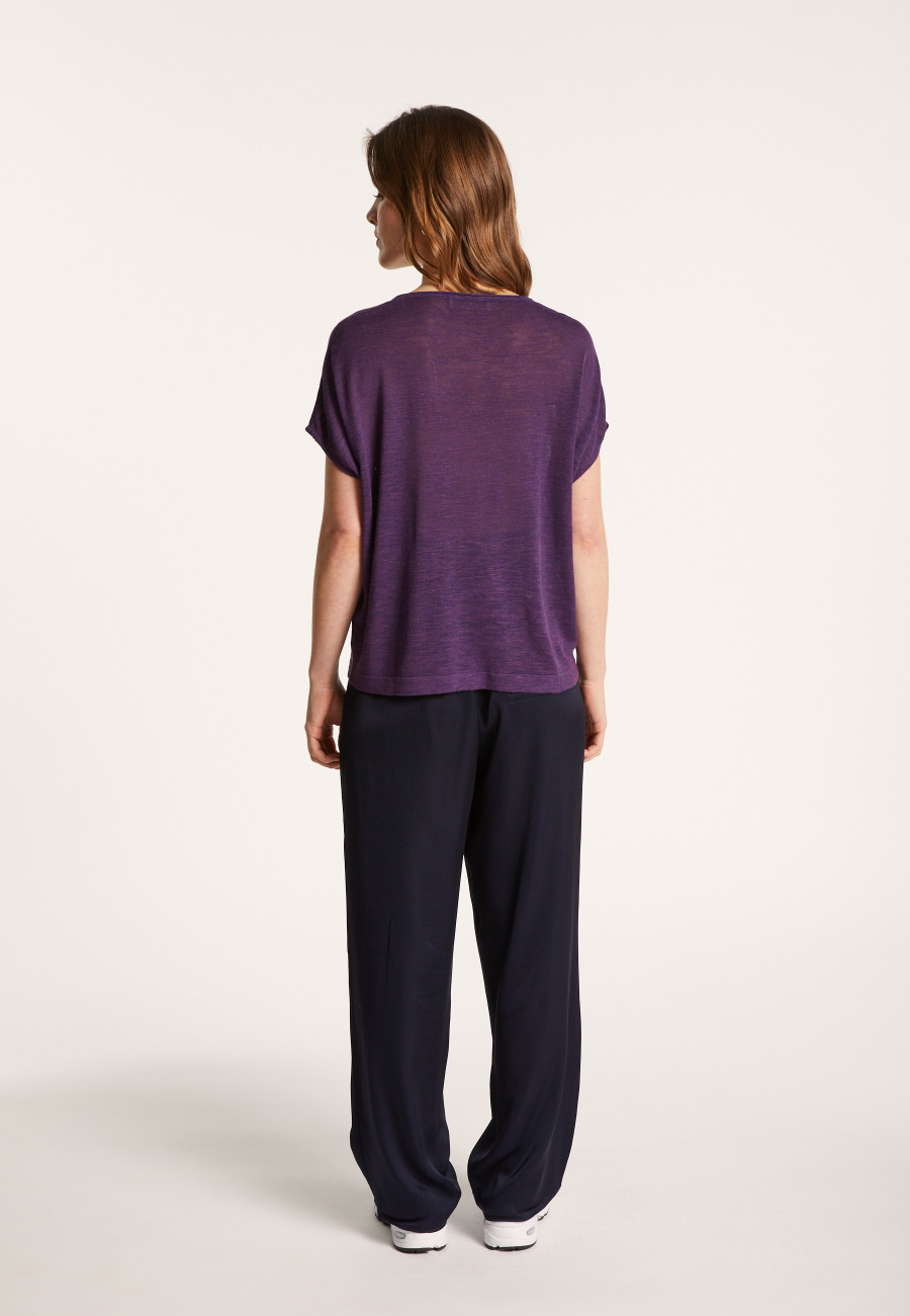 Camiseta col V en lin flammé - Larra