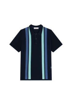 4 vertical stripes polo shirt in Fil Lumière - Ilann