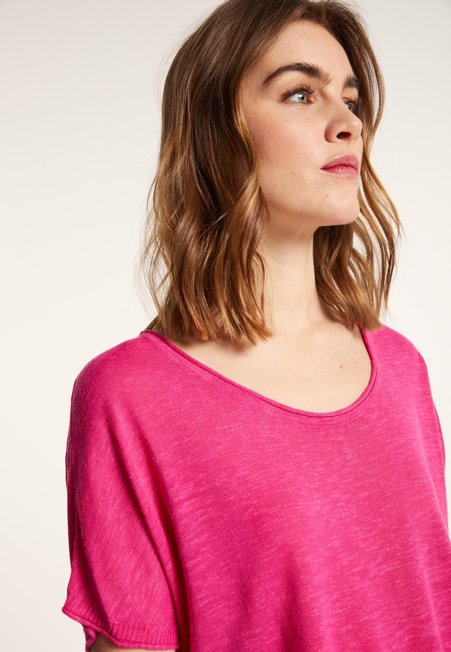 Round-neck slub linen T-shirt - Loli