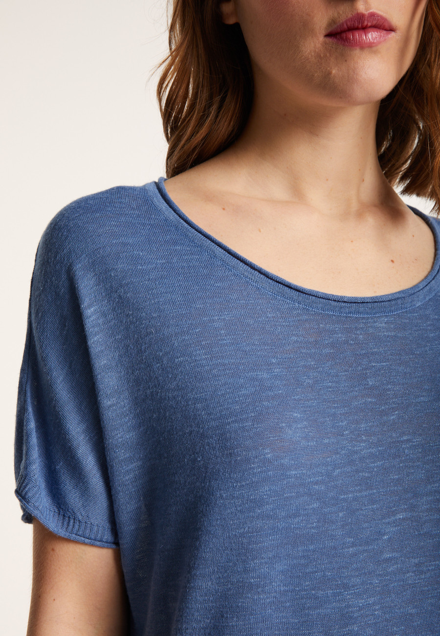 Round-neck slub linen T-shirt - Loli