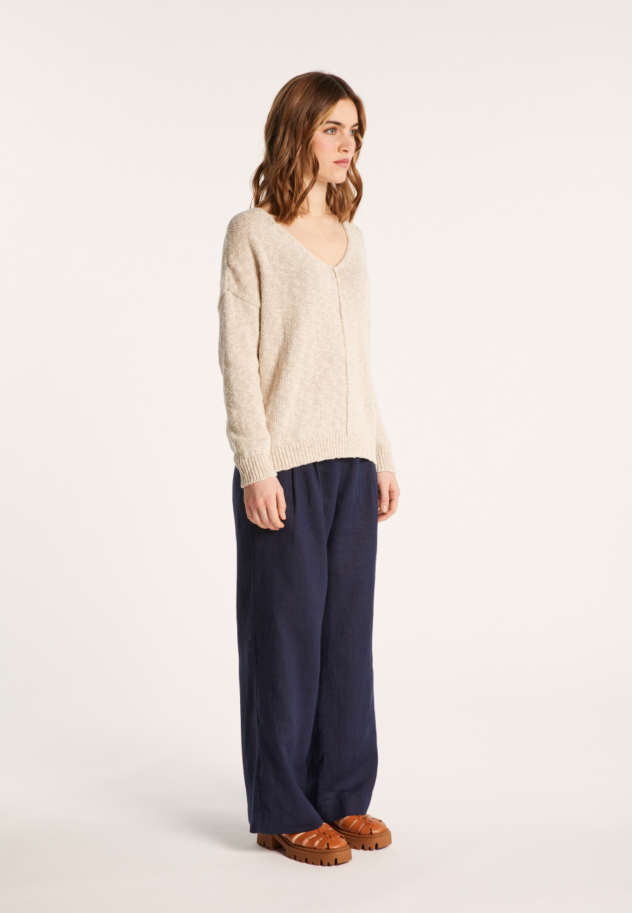 Loose cotton and linen jumper - Nathalie