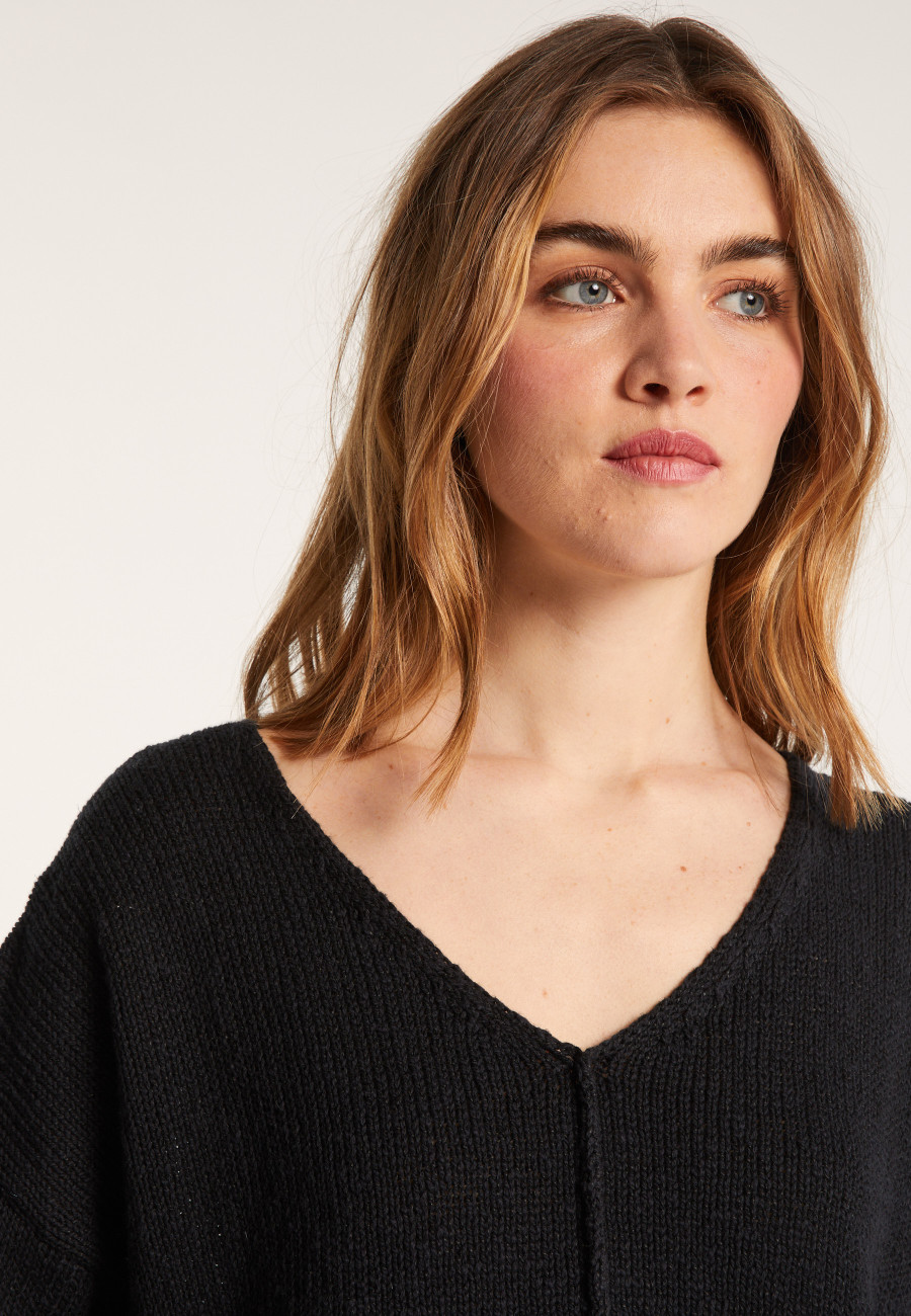 Loose cotton and linen jumper - Nathalie