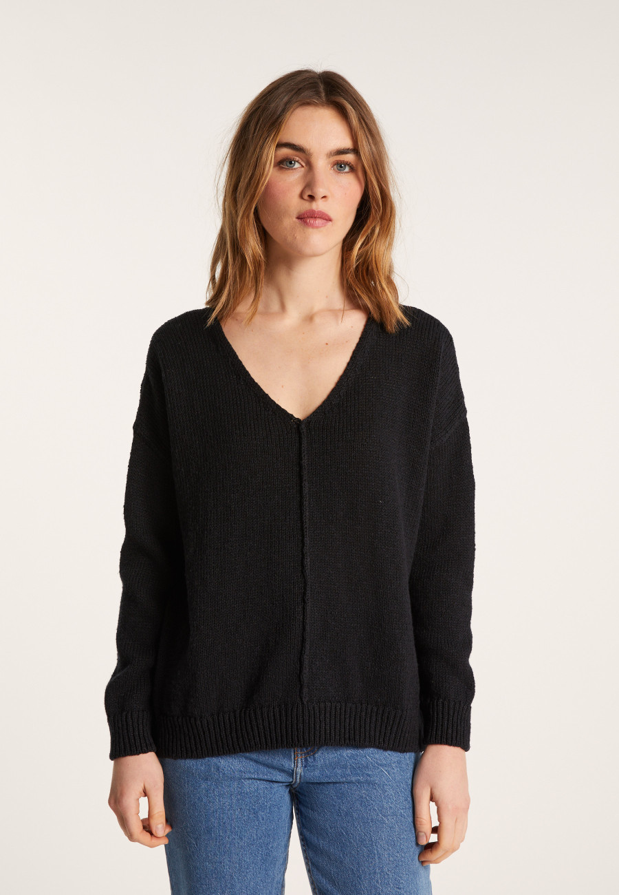 Loose cotton and linen jumper - Nathalie