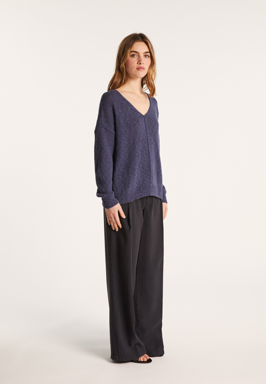 Loose cotton and linen jumper - Nathalie