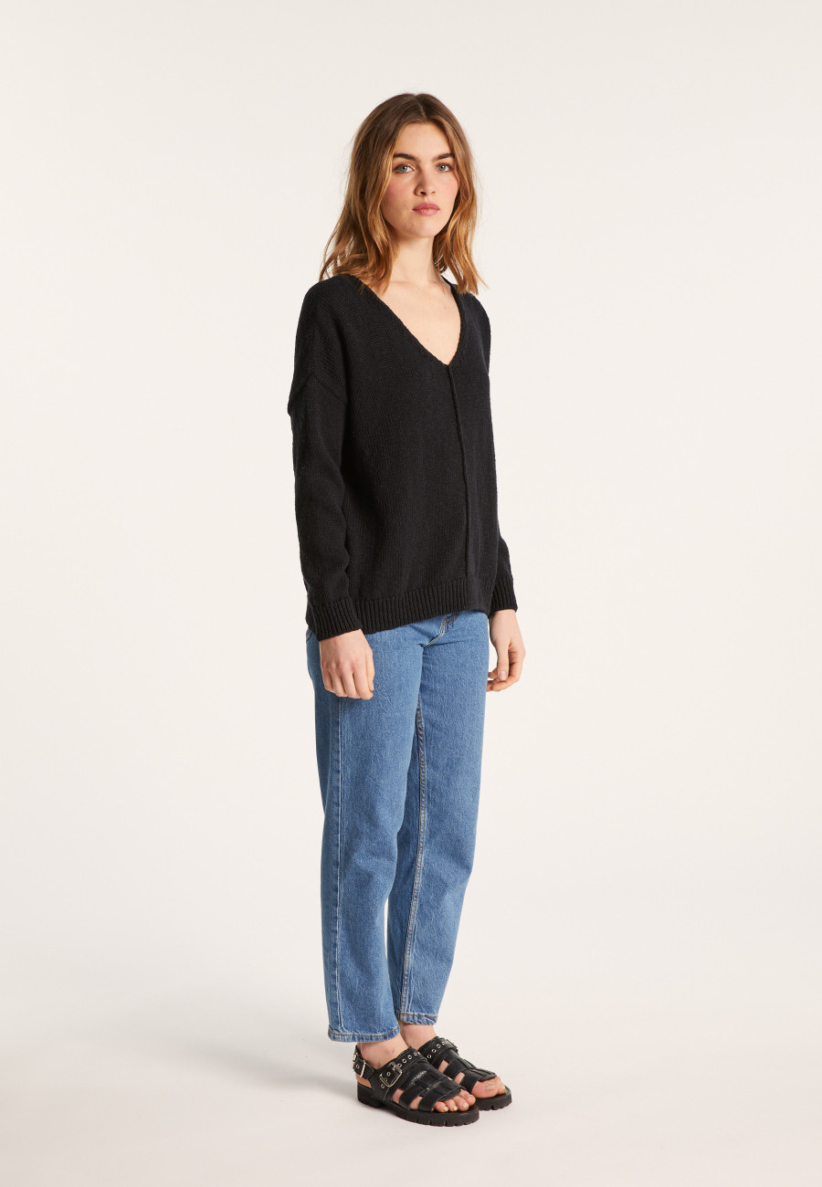 Loose cotton and linen jumper - Nathalie