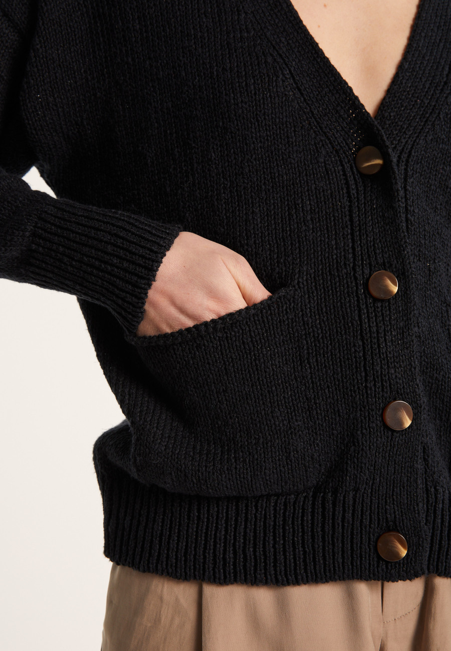Cotton and linen V-neck cardigan - Nais