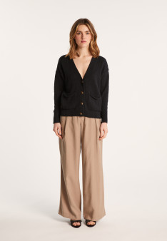 Gilet col V en coton et lin - Nais