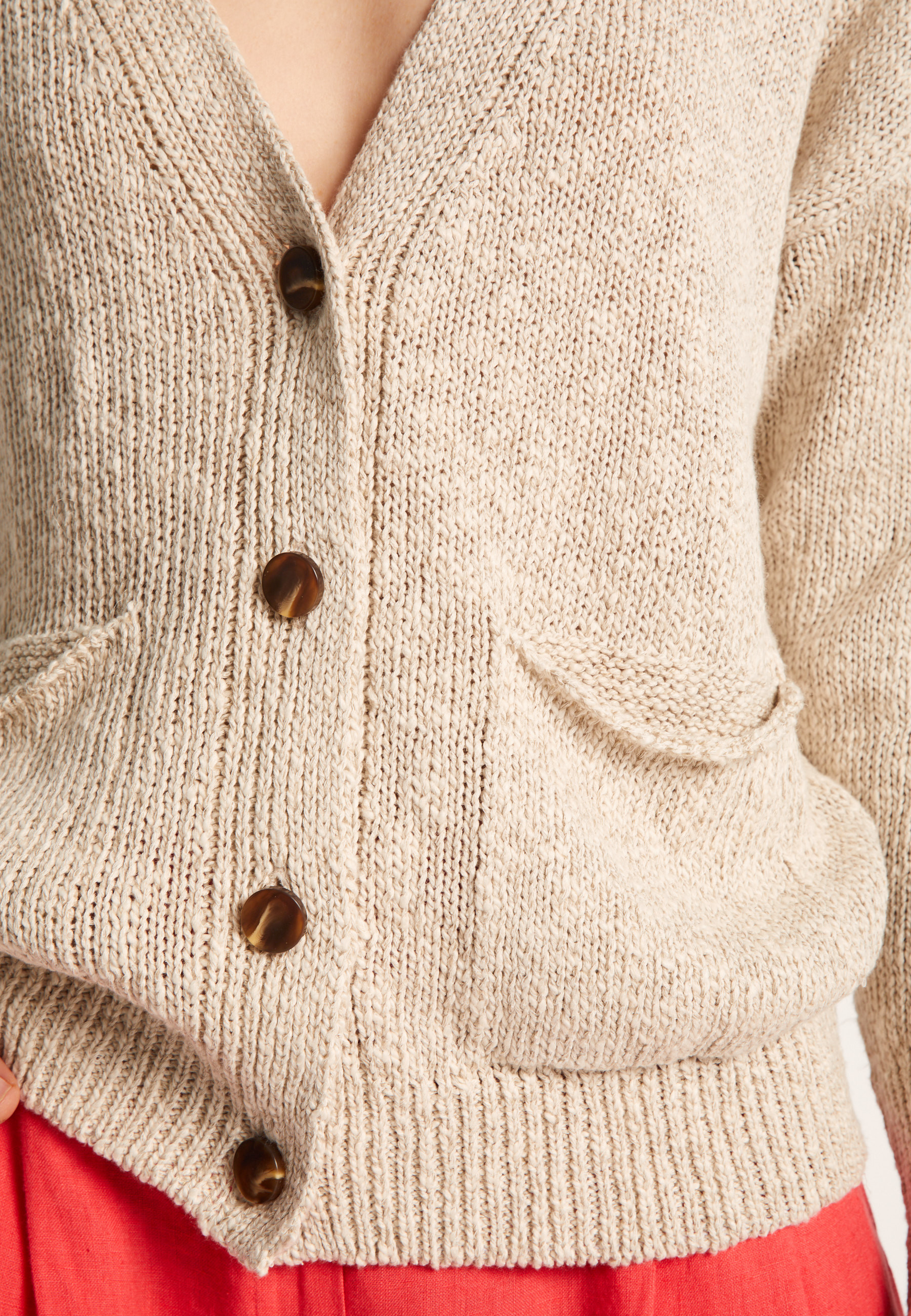 Gilet col V en coton et lin - Nais