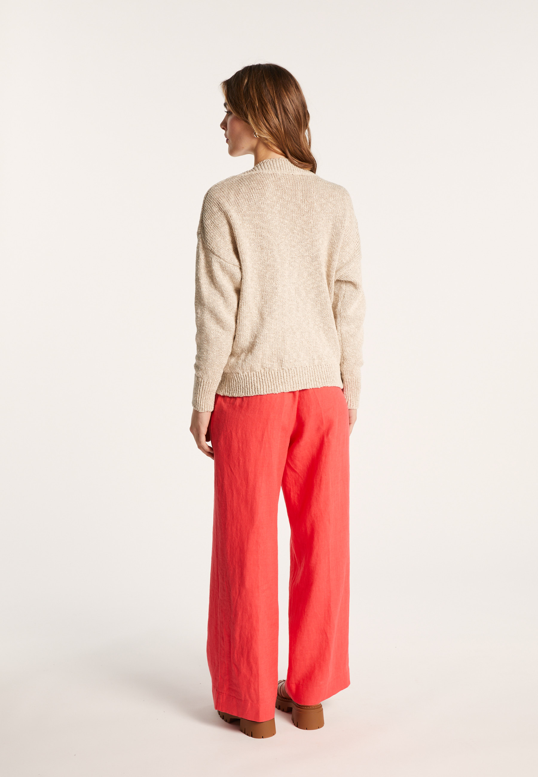 Gilet col V en coton et lin - Nais