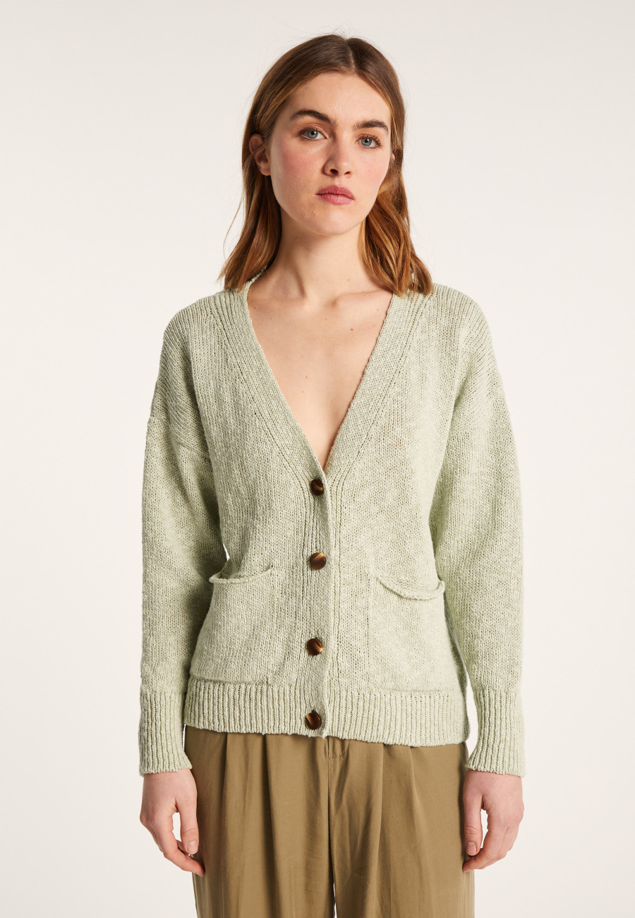 Cotton and linen V-neck cardigan - Nais