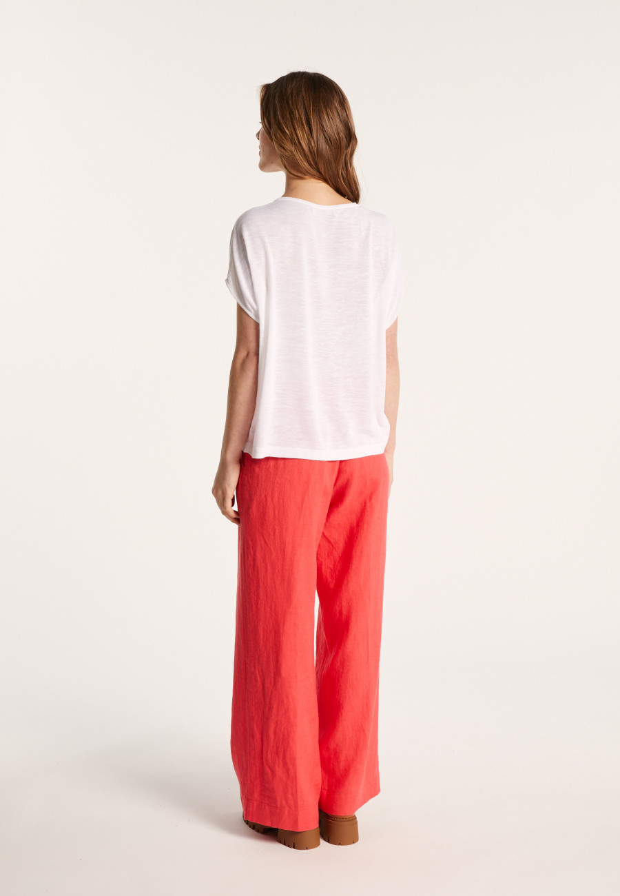 Camiseta col V en lin flammé - Larra