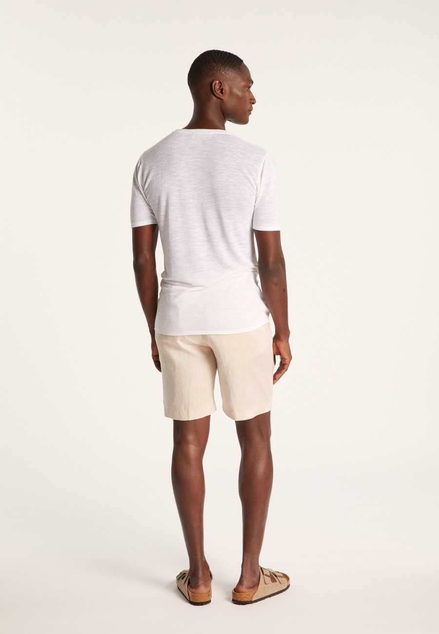 V-neck T-shirt in flamed linen - Reuben