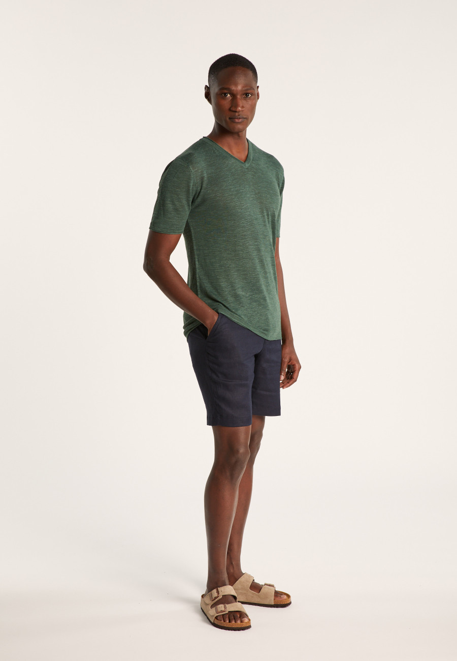 V-neck T-shirt in flamed linen - Reuben