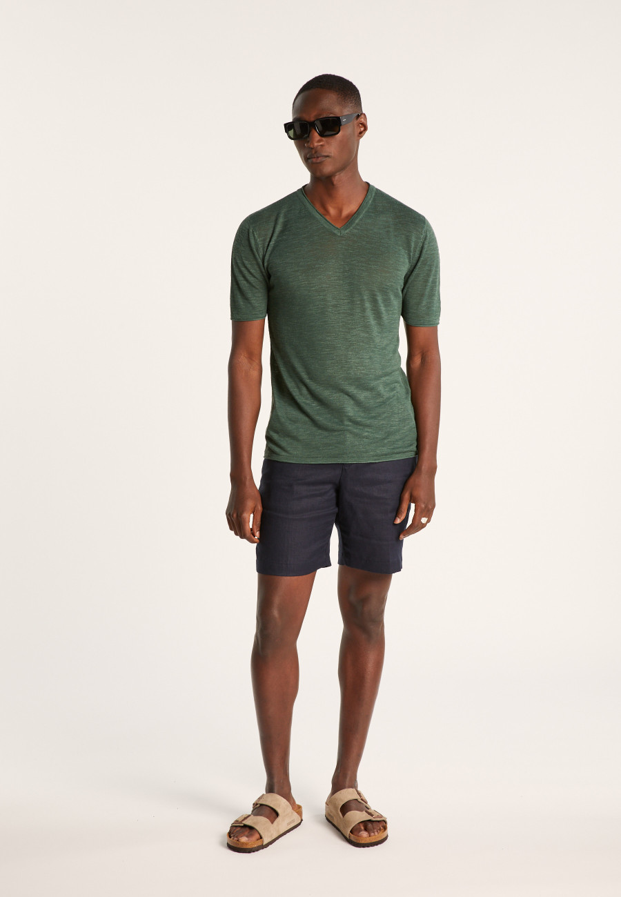 V-neck T-shirt in flamed linen - Reuben