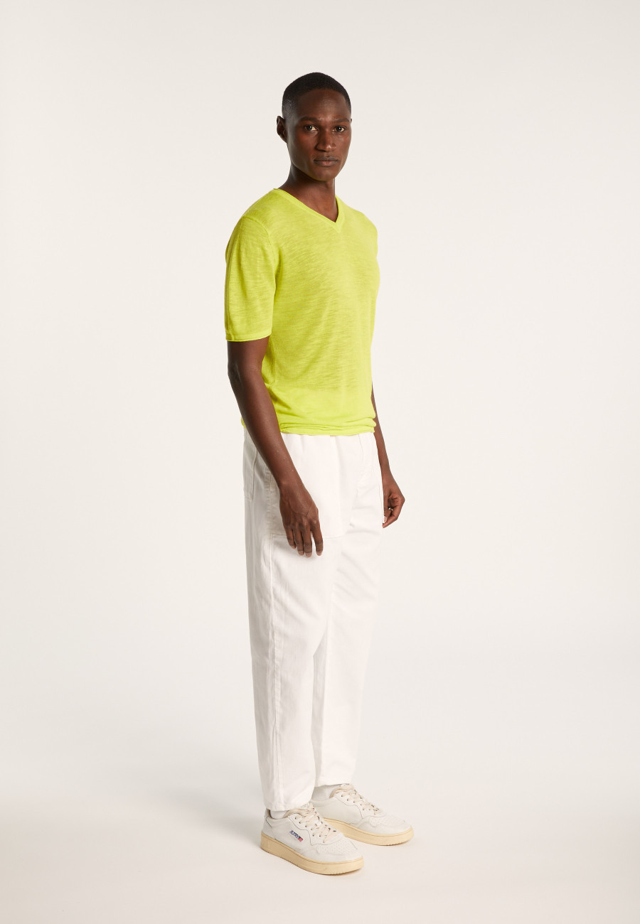 Camiseta de linho com decote em V - Reuben