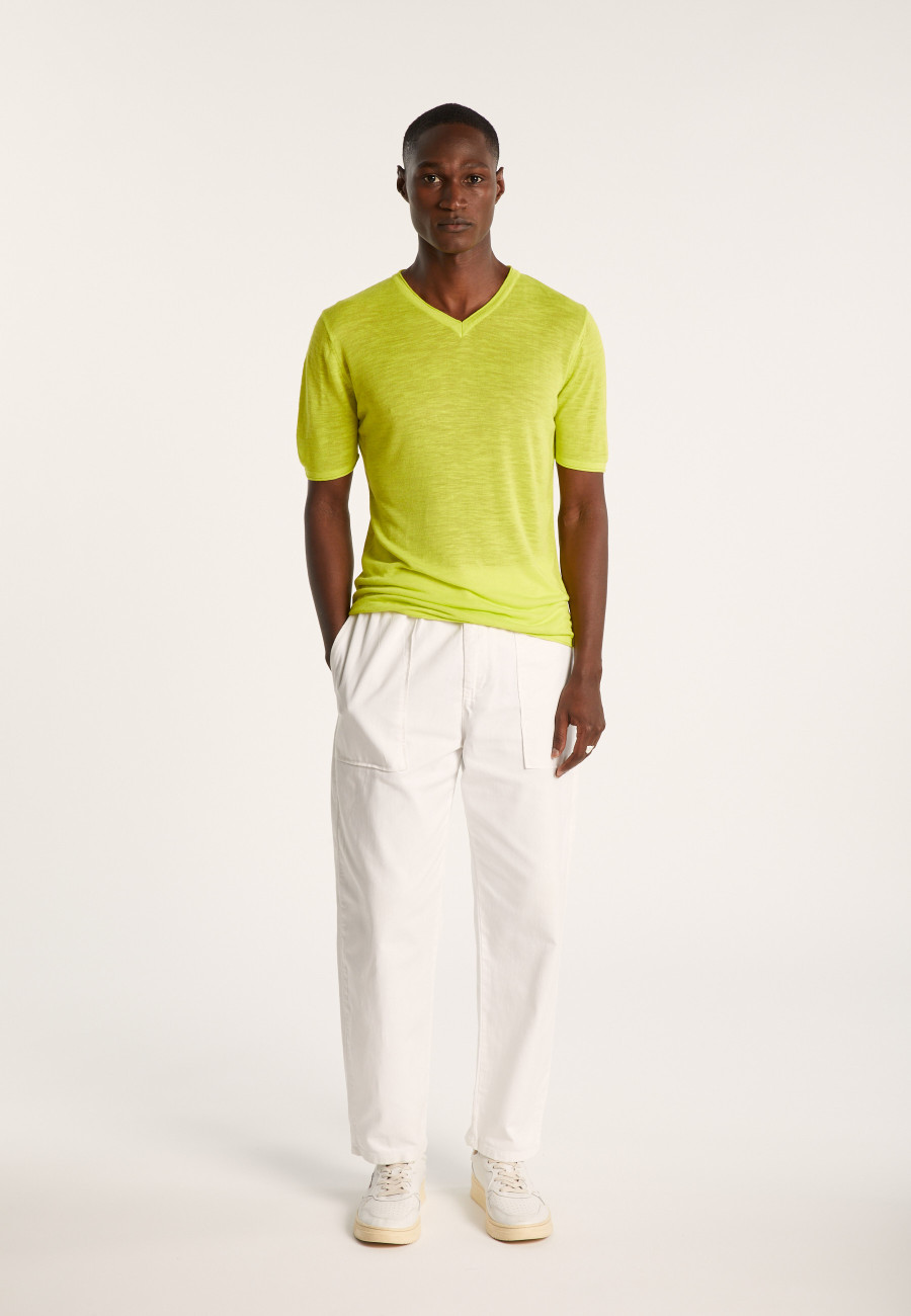 V-neck T-shirt in flamed linen - Reuben