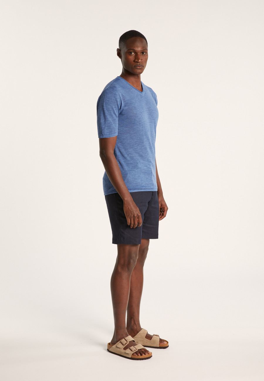 V-neck T-shirt in flamed linen - Reuben