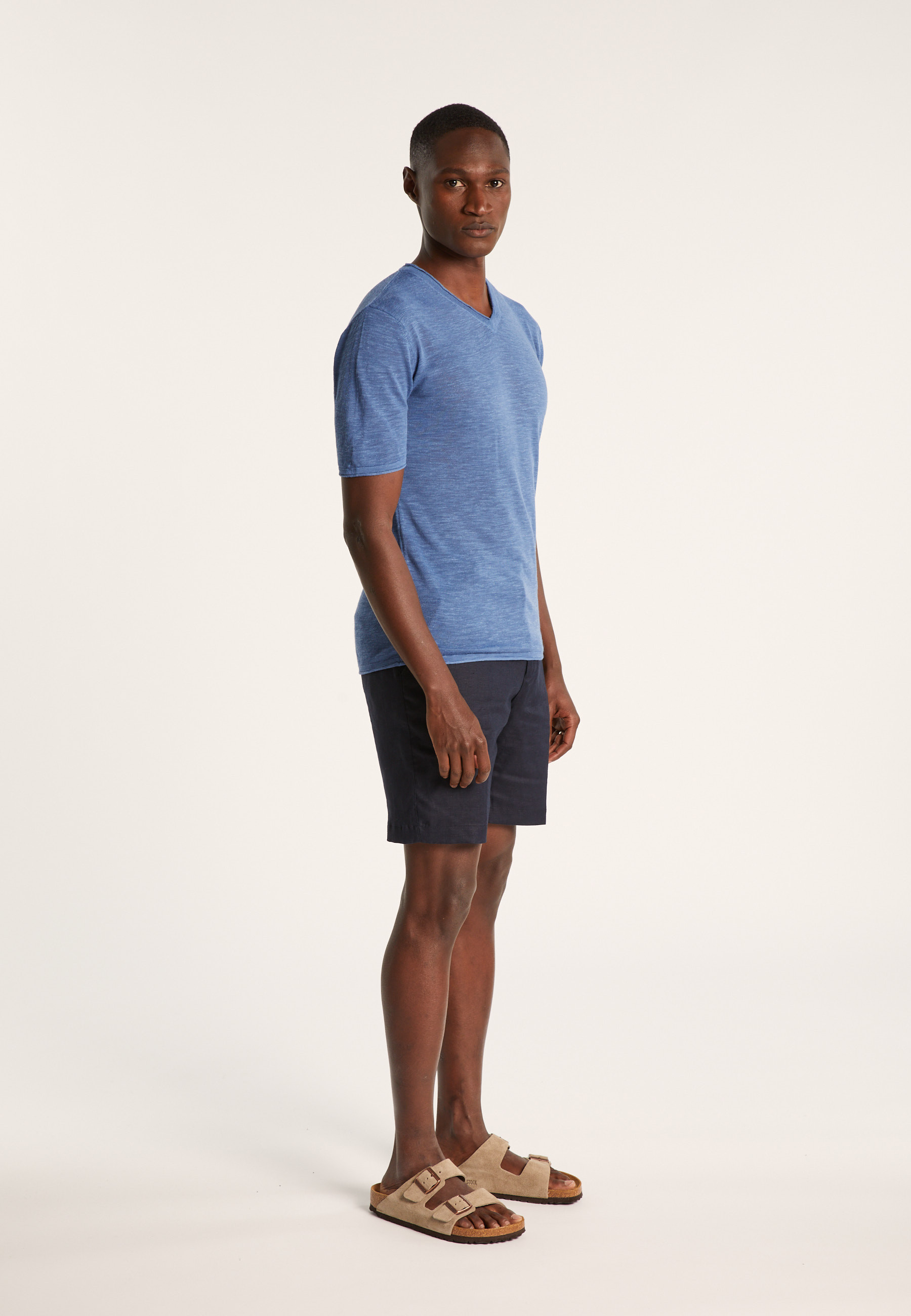 T-shirt col V en lin flammé - Reuben