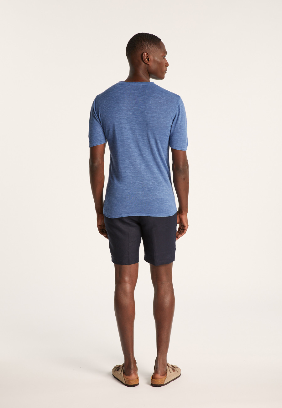 V-neck T-shirt in flamed linen - Reuben
