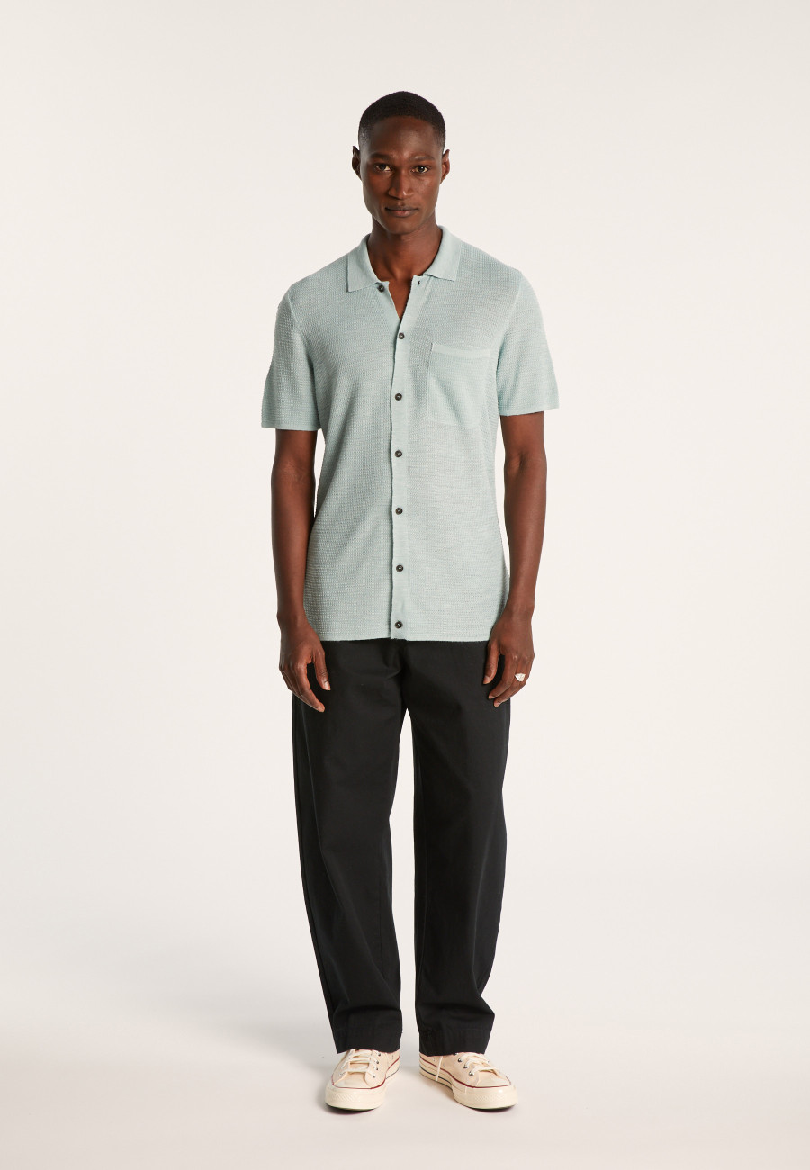 Short-sleeved flamed linen shirt - Icarus