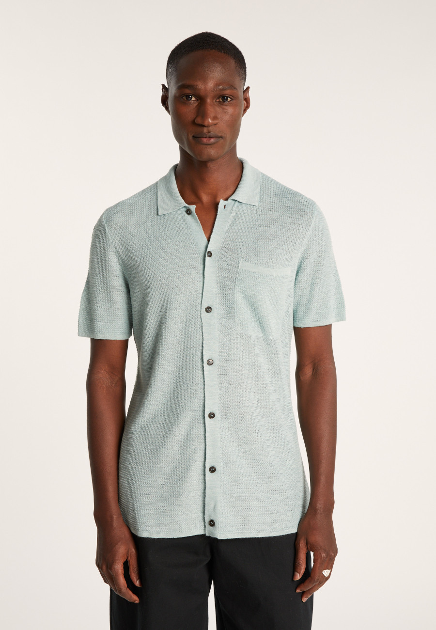 Short-sleeved flamed linen shirt - Icarus