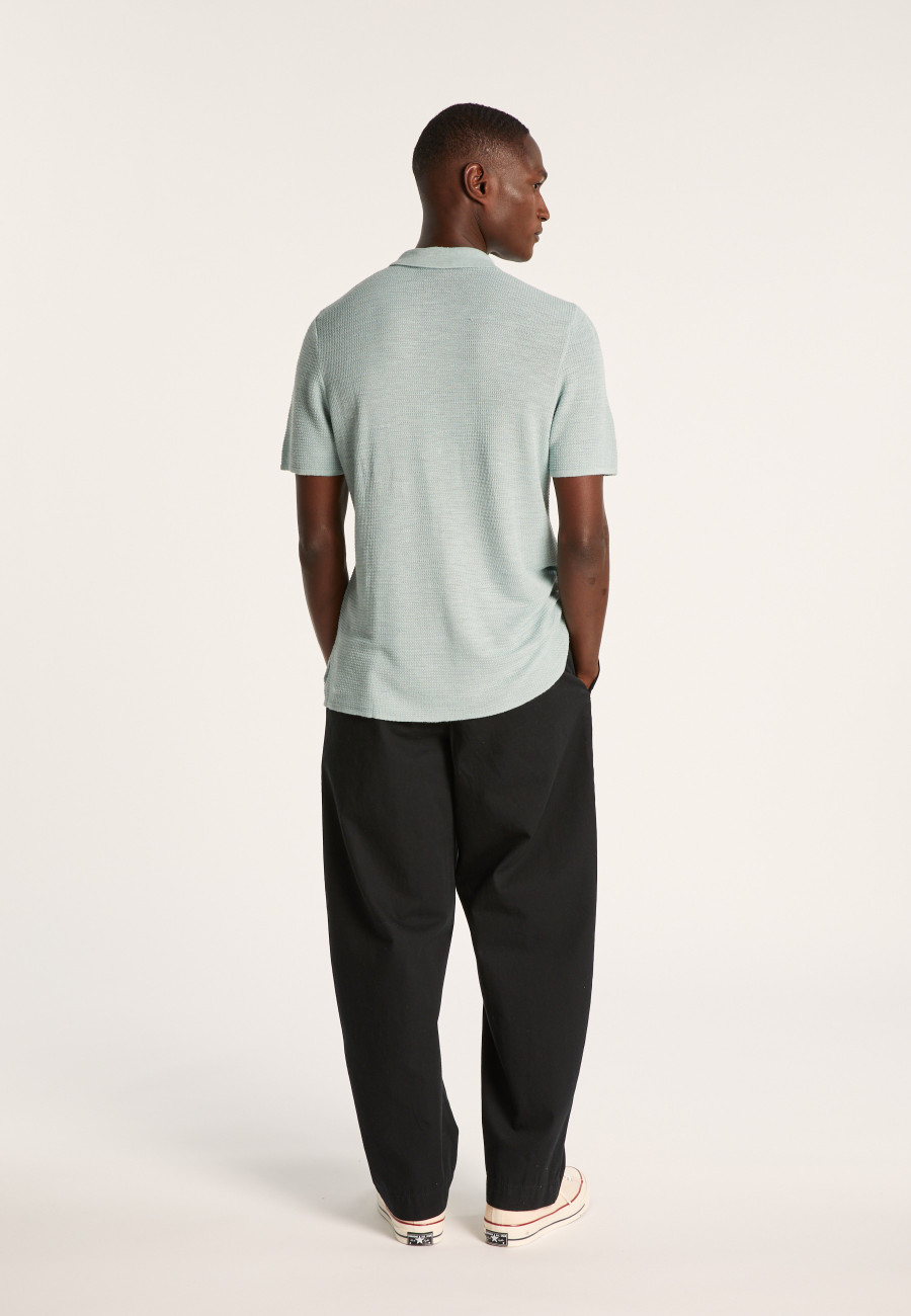 Short-sleeved flamed linen shirt - Icarus