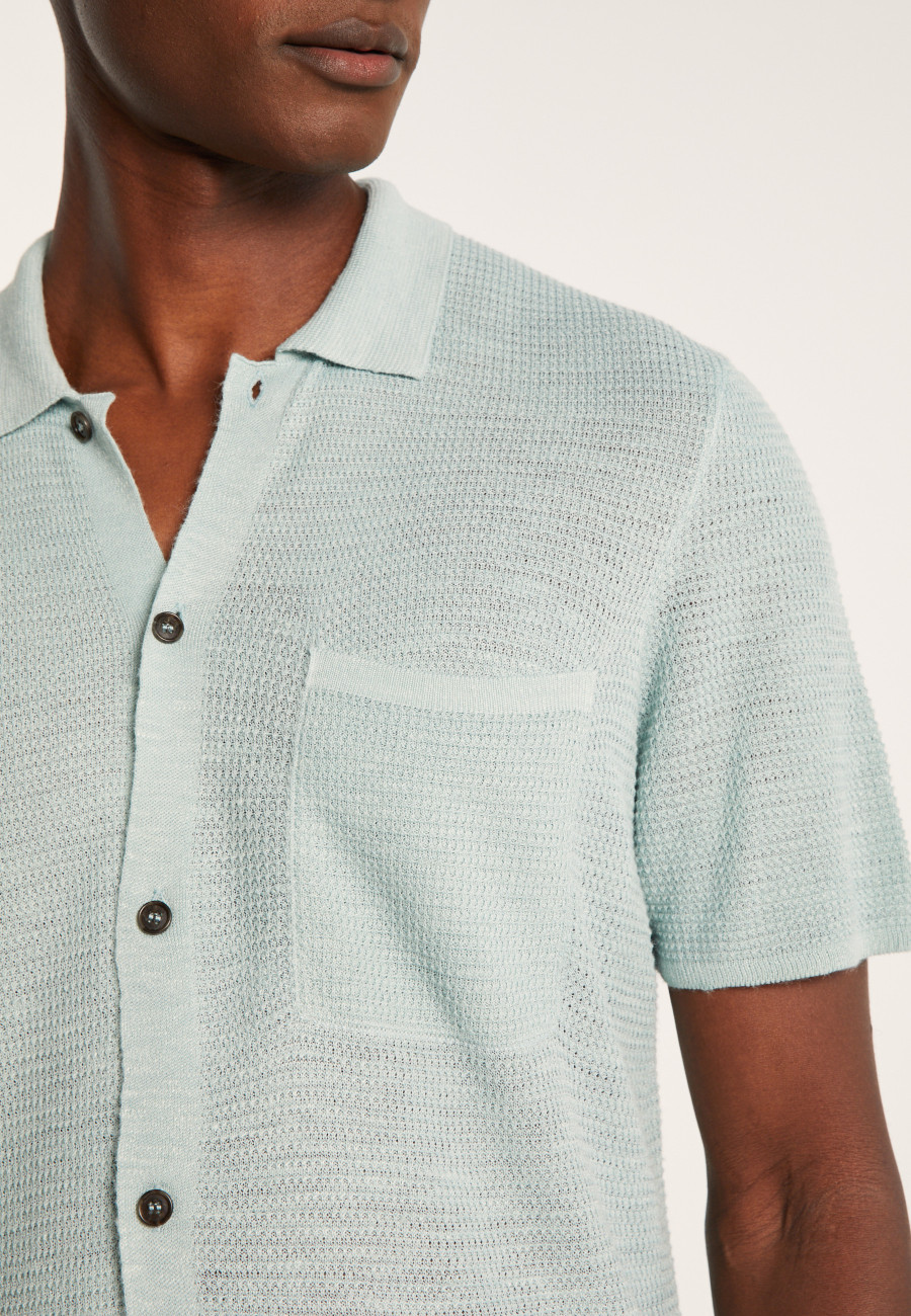 Short-sleeved flamed linen shirt - Icarus