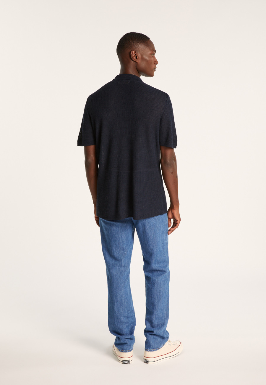 Short-sleeved flamed linen shirt - Icarus