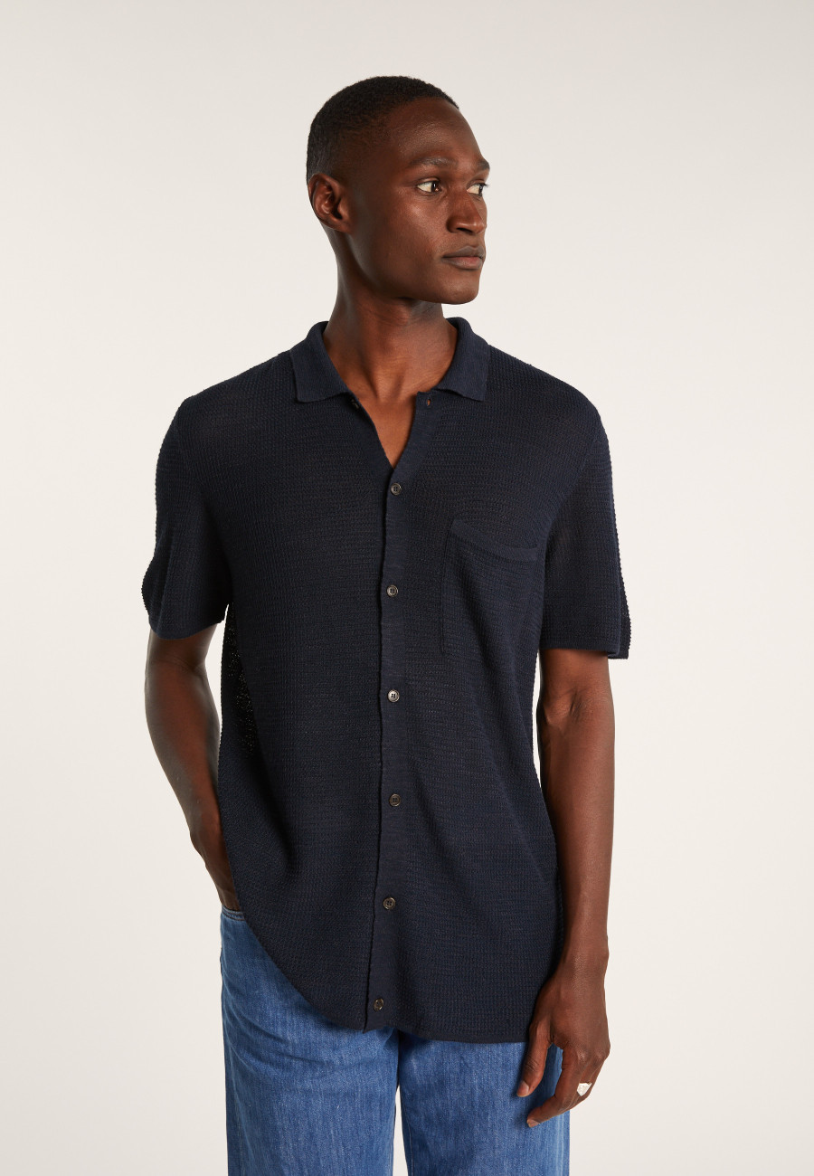Short-sleeved flamed linen shirt - Icarus