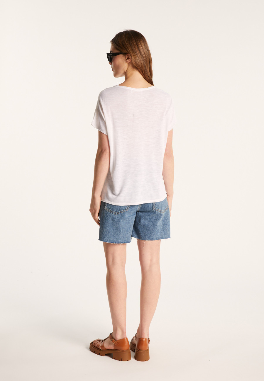 Slub linen patterned T-shirt - Larissa