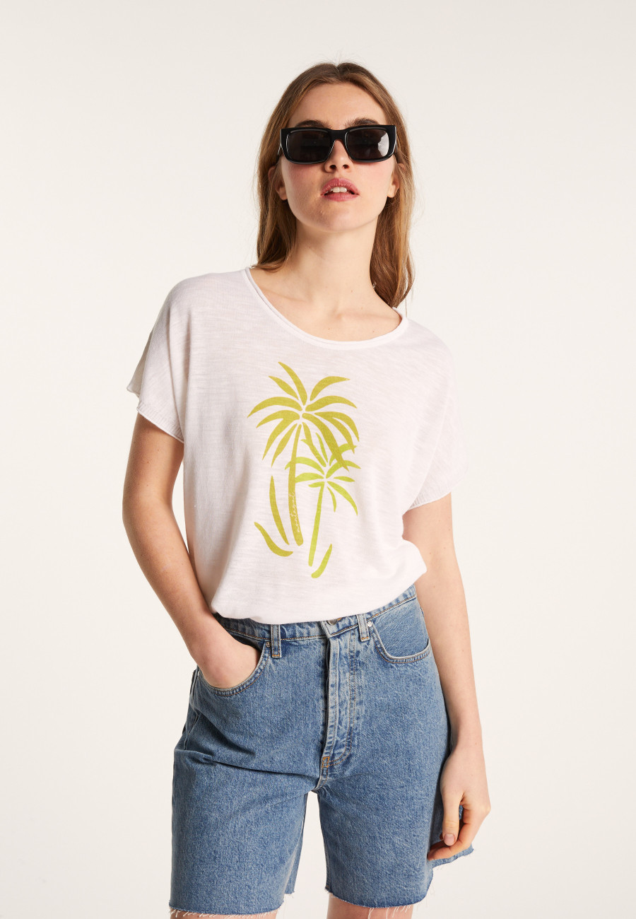 Slub linen patterned T-shirt - Larissa