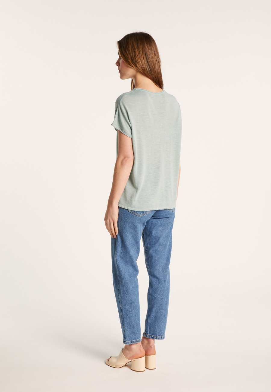Slub linen patterned T-shirt - Larissa