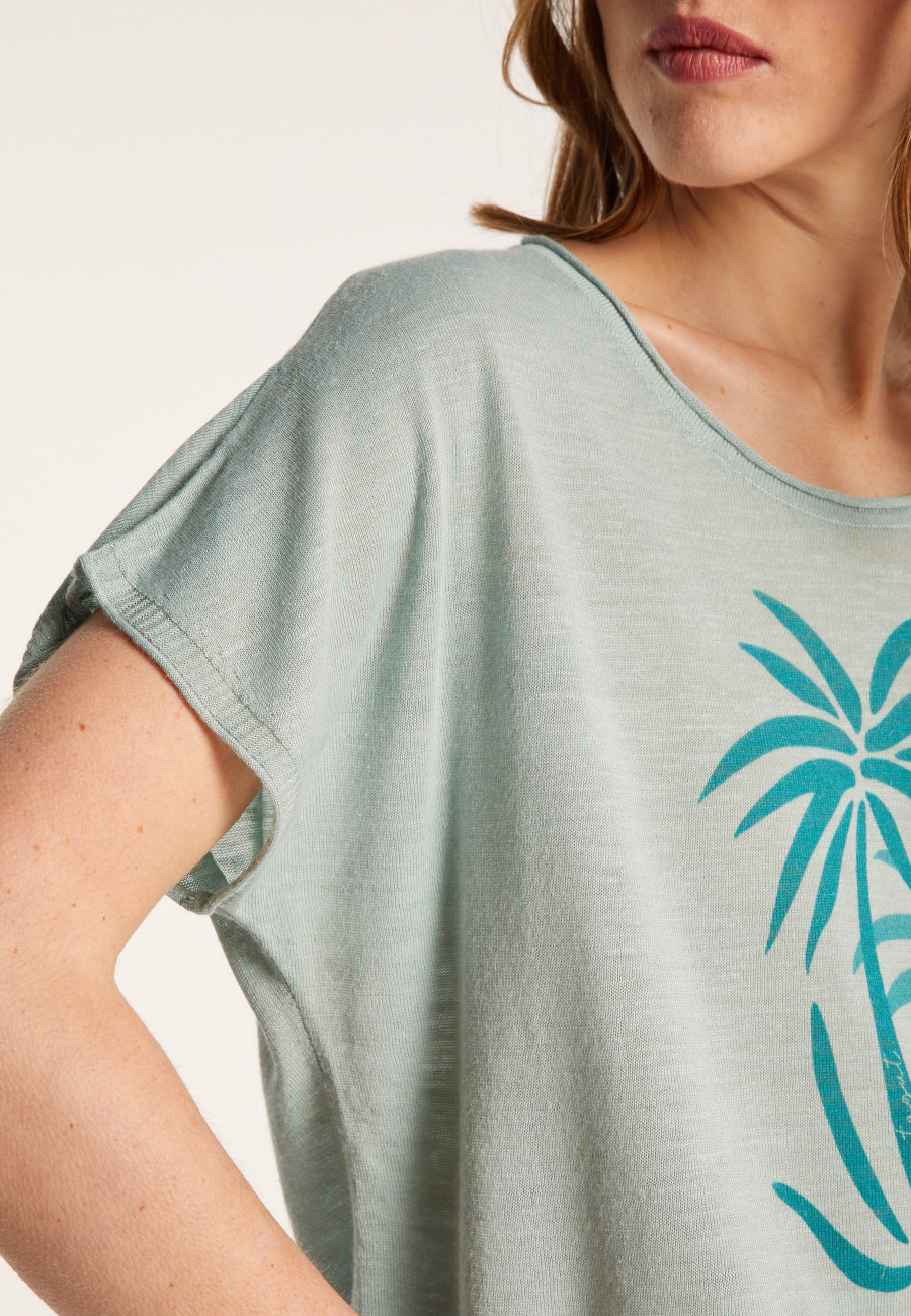 Slub linen patterned T-shirt - Larissa