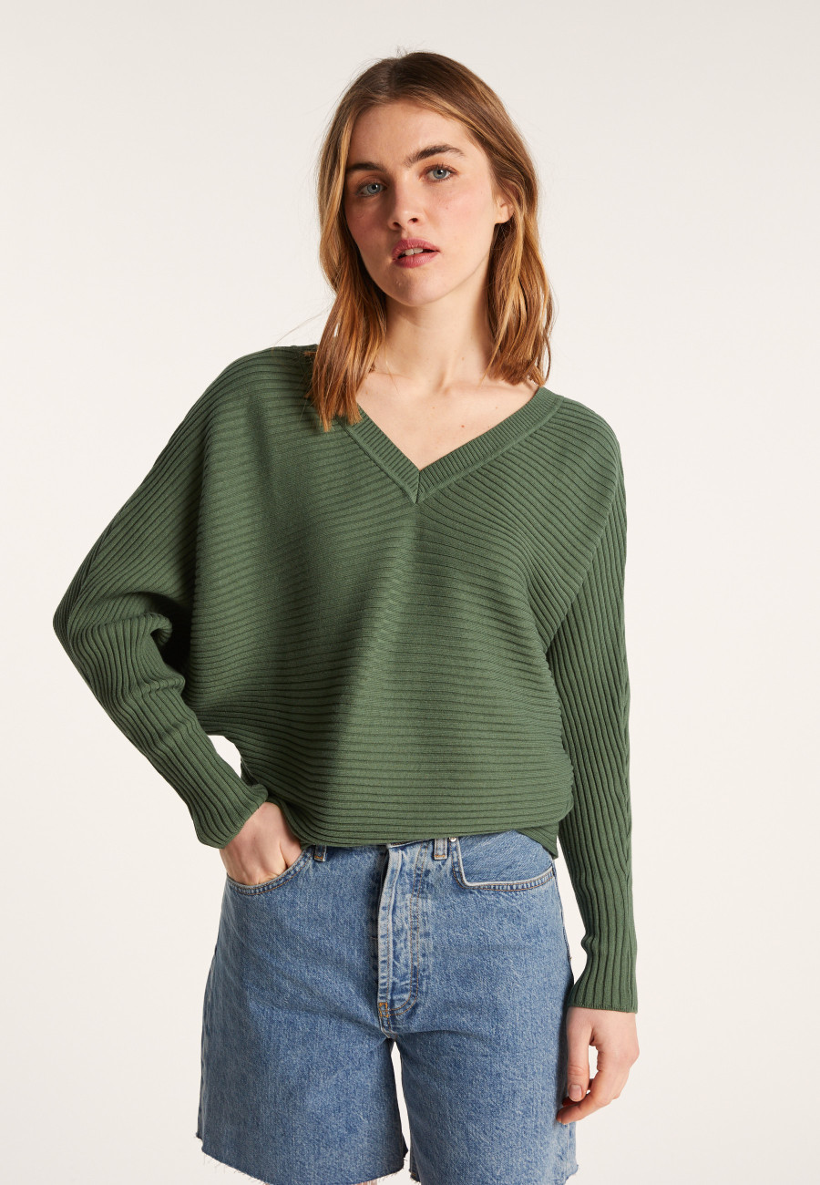 Cotton sweater with batwing sleeves - Lison