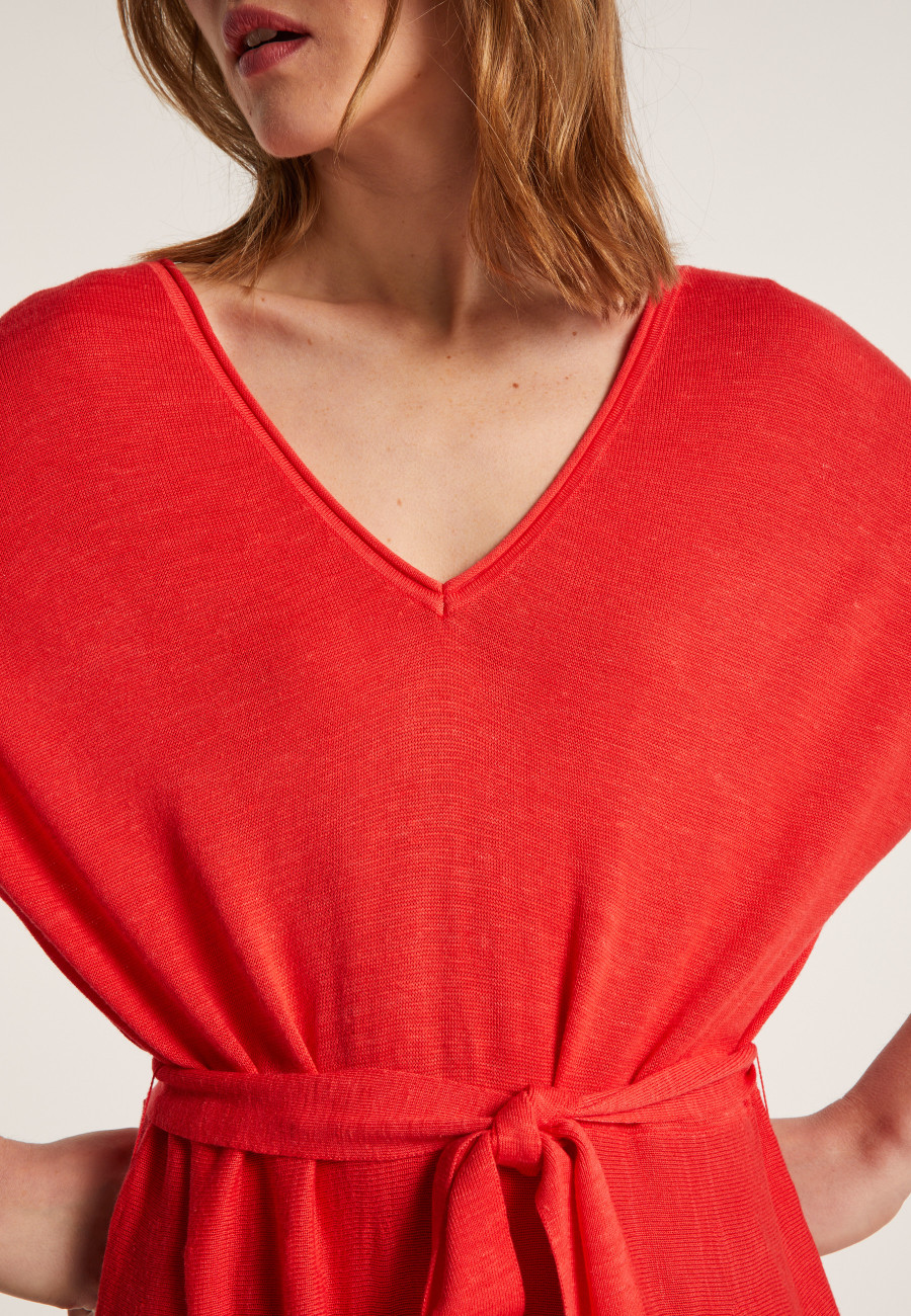 Flowing dress in slub linen - Layla