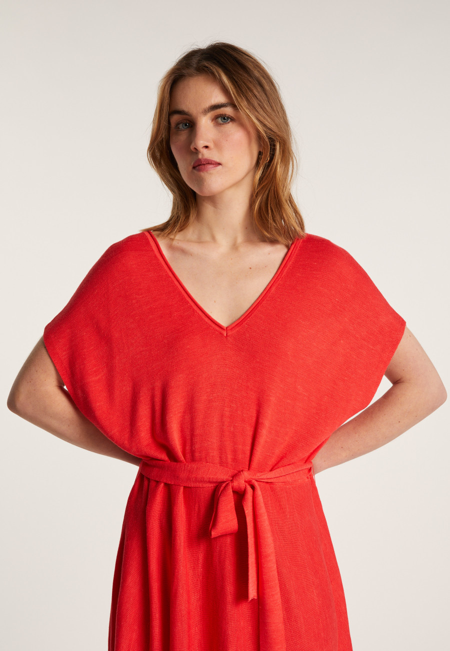 Flowing dress in slub linen - Layla