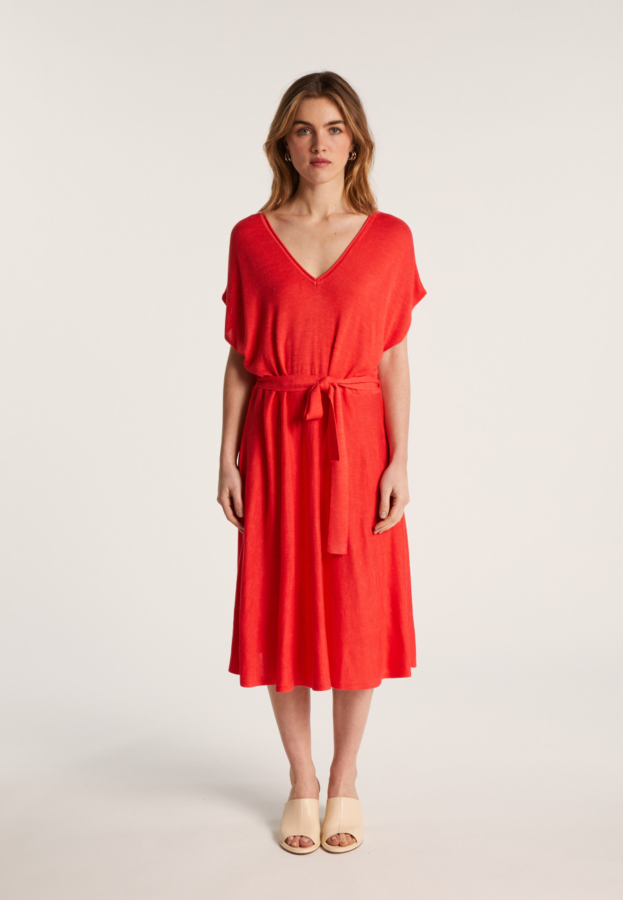 Flowing dress in slub linen - Layla