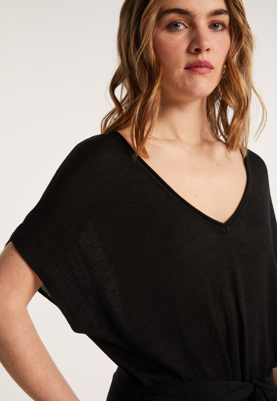 Flowing dress in slub linen - Layla