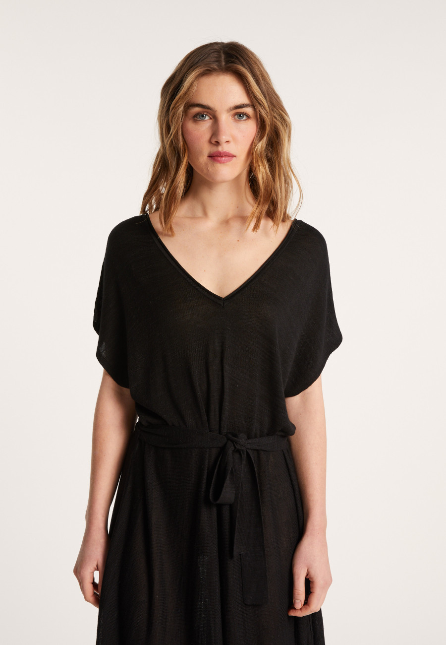 Flowing dress in slub linen - Layla