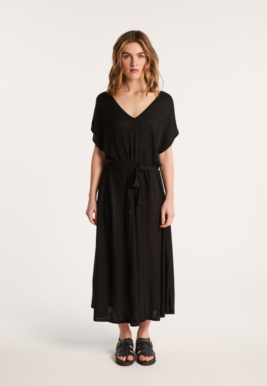 Flowing dress in slub linen - Layla