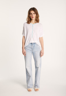 Short-sleeved cotton and linen cardigan - Laura