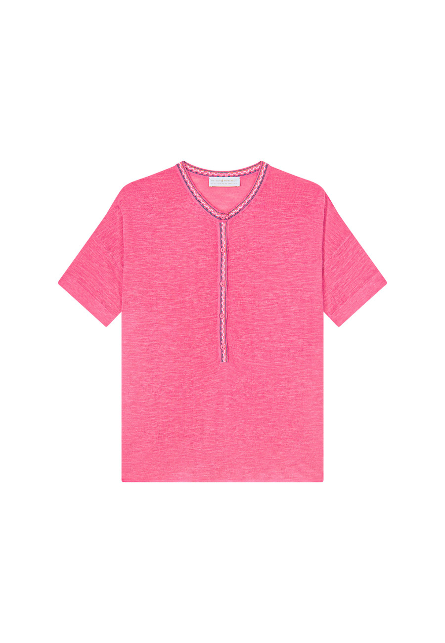 Short-sleeved cotton and linen cardigan - Lauria