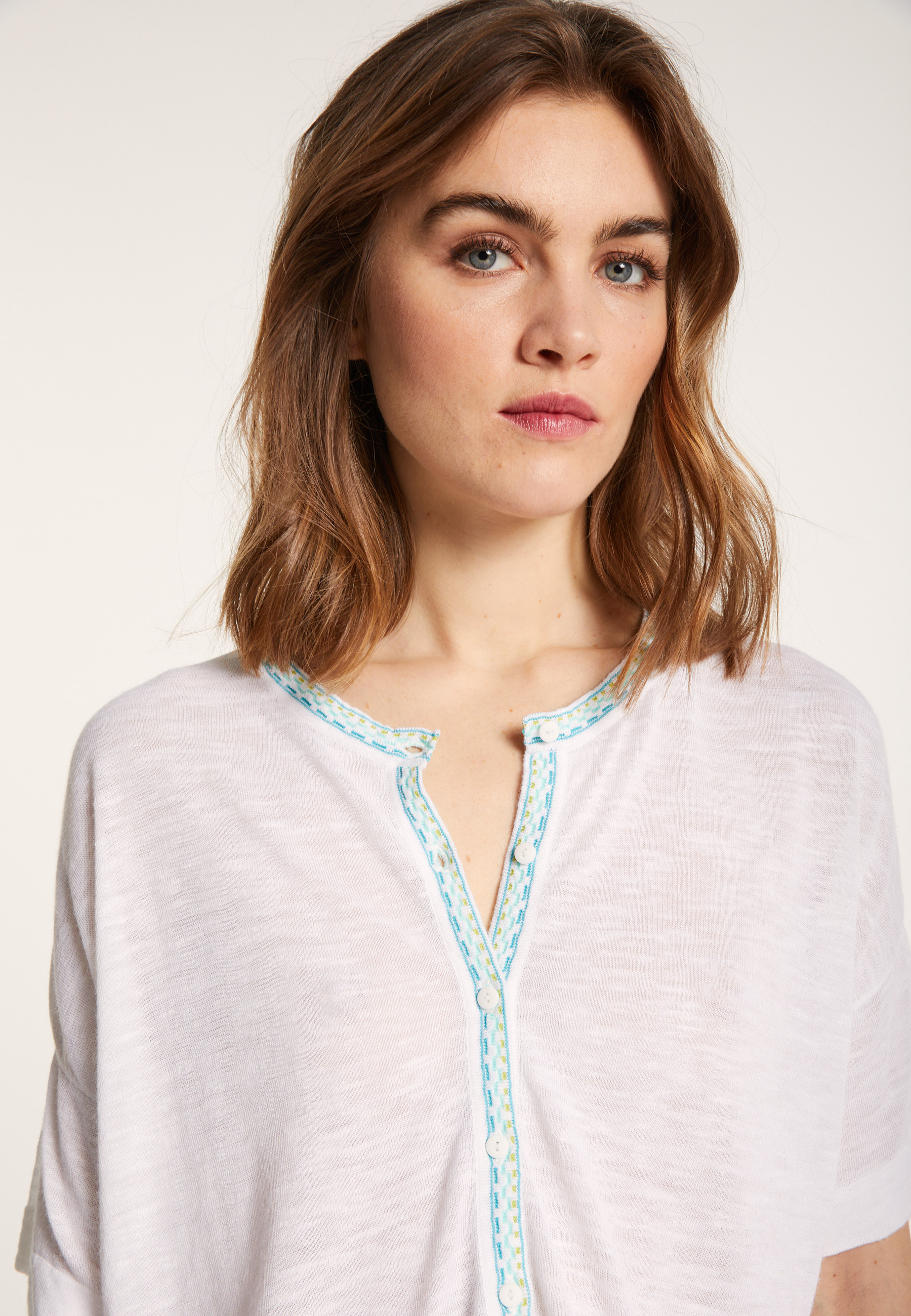 Short-sleeved cotton and linen cardigan - Laura